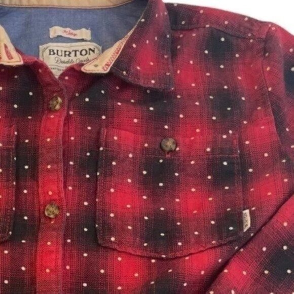 Burton  button down plaid polka dot long sleeve shirt size Large - Picture 3 of 9